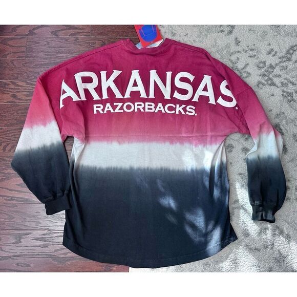 Women's Spirit Jersey Cardinal Arkansas Razorbacks Ombre Long Sleeve Dip-Dyed Si - Picture 5 of 6